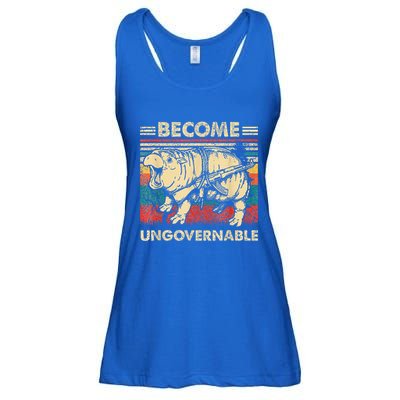 Become Ungovernable Funny Moodeng Ladies Essential Flowy Tank