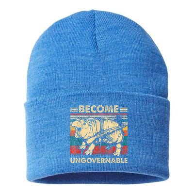 Become Ungovernable Funny Moodeng Sustainable Knit Beanie