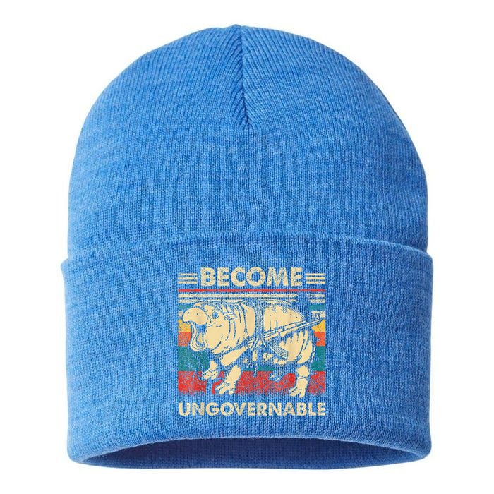 Become Ungovernable Funny Moodeng Sustainable Knit Beanie