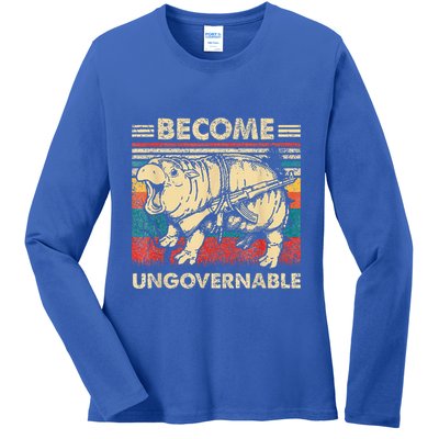 Become Ungovernable Funny Moodeng Ladies Long Sleeve Shirt