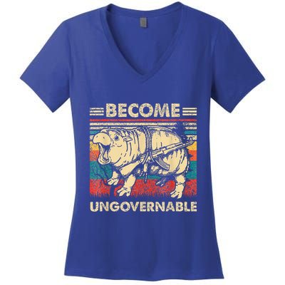 Become Ungovernable Funny Moodeng Women's V-Neck T-Shirt
