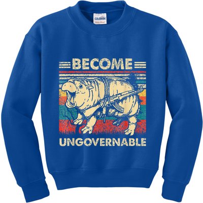Become Ungovernable Funny Moodeng Kids Sweatshirt