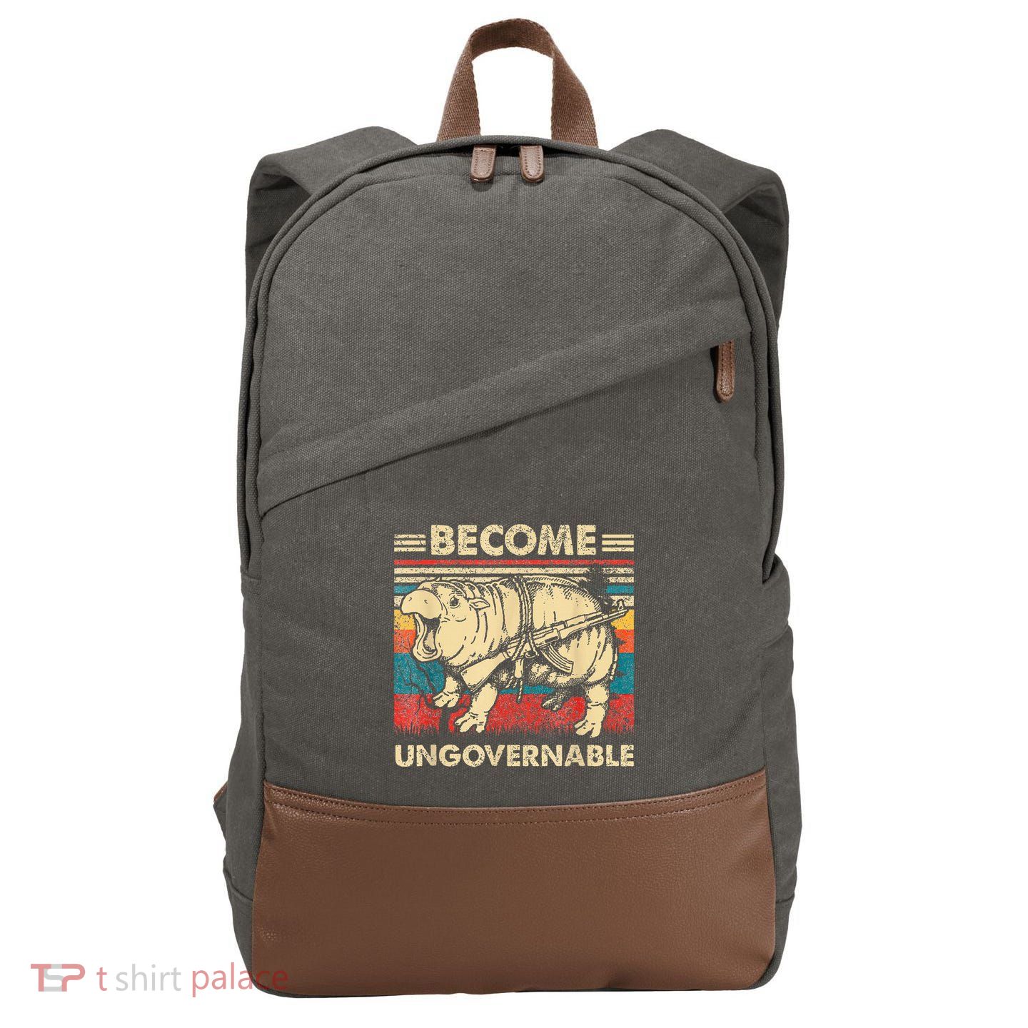 Become Ungovernable Funny Moodeng Cotton Canvas Backpack