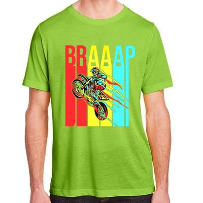 Braaap USA Flag Moto Motorcycle Dirt Bike Racing Rider Retro Adult ChromaSoft Performance T-Shirt