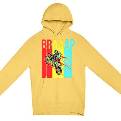 Braaap USA Flag Moto Motorcycle Dirt Bike Racing Rider Retro Premium Pullover Hoodie