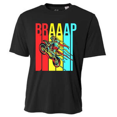 Braaap USA Flag Moto Motorcycle Dirt Bike Racing Rider Retro Cooling Performance Crew T-Shirt