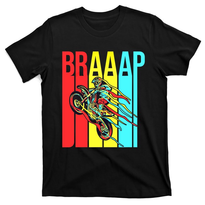 Braaap USA Flag Moto Motorcycle Dirt Bike Racing Rider Retro T-Shirt