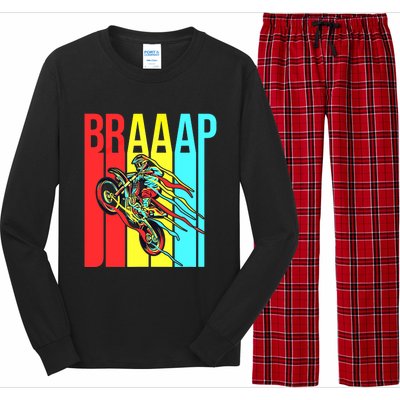 Braaap USA Flag Moto Motorcycle Dirt Bike Racing Rider Retro Long Sleeve Pajama Set