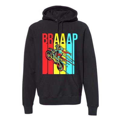 Braaap USA Flag Moto Motorcycle Dirt Bike Racing Rider Retro Premium Hoodie