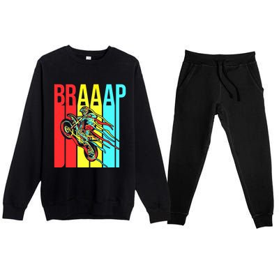 Braaap USA Flag Moto Motorcycle Dirt Bike Racing Rider Retro Premium Crewneck Sweatsuit Set