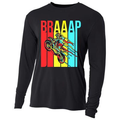 Braaap USA Flag Moto Motorcycle Dirt Bike Racing Rider Retro Cooling Performance Long Sleeve Crew