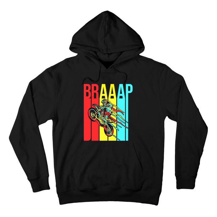 Braaap USA Flag Moto Motorcycle Dirt Bike Racing Rider Retro Tall Hoodie