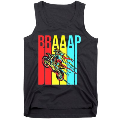 Braaap USA Flag Moto Motorcycle Dirt Bike Racing Rider Retro Tank Top