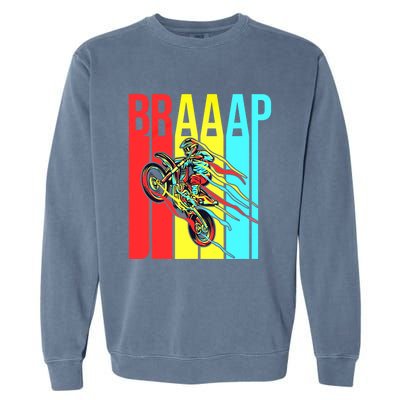 Braaap USA Flag Moto Motorcycle Dirt Bike Racing Rider Retro Garment-Dyed Sweatshirt