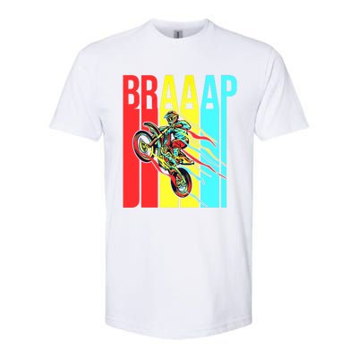 Braaap USA Flag Moto Motorcycle Dirt Bike Racing Rider Retro Softstyle CVC T-Shirt