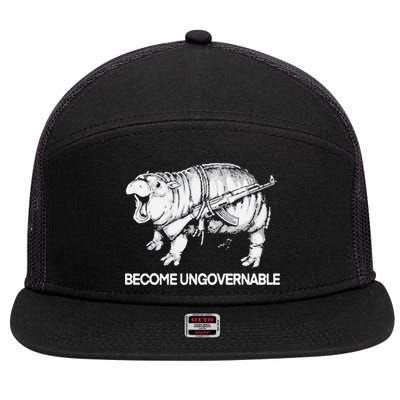 Become Ungovernable Funny Moo Deng 7 Panel Mesh Trucker Snapback Hat