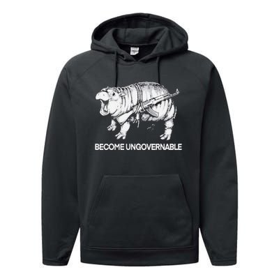 Become Ungovernable Funny Moo Deng Performance Fleece Hoodie