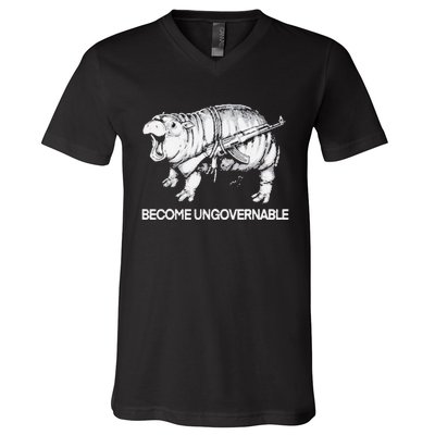 Become Ungovernable Funny Moo Deng V-Neck T-Shirt