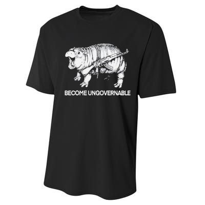 Become Ungovernable Funny Moo Deng Performance Sprint T-Shirt