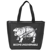 Become Ungovernable Funny Moo Deng Zip Tote Bag