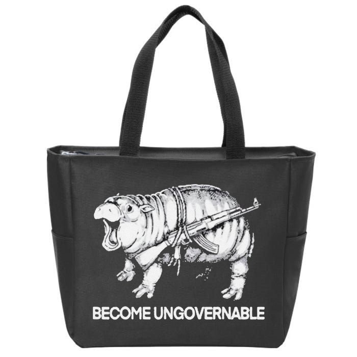 Become Ungovernable Funny Moo Deng Zip Tote Bag
