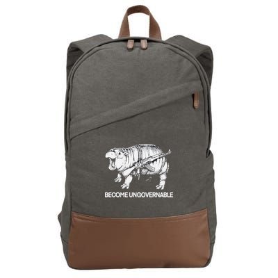 Become Ungovernable Funny Moo Deng Cotton Canvas Backpack