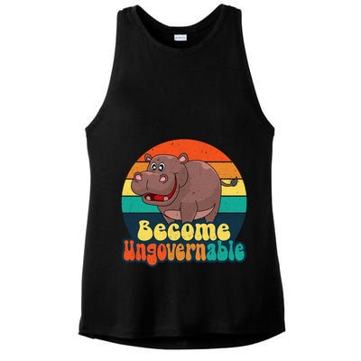 Become Ungovernable Funny Baby Hippo Moo Deng Funny Saying Ladies PosiCharge Tri-Blend Wicking Tank