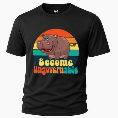 Become Ungovernable Funny Baby Hippo Moo Deng Funny Saying Cooling Performance Crew T-Shirt