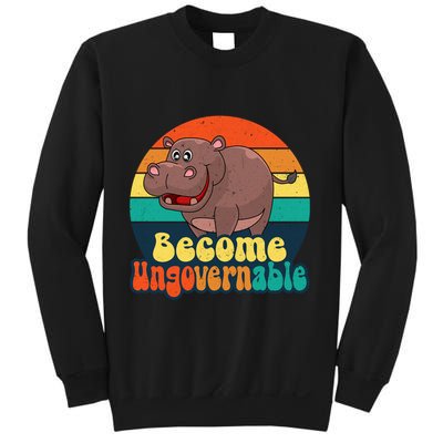 Become Ungovernable Funny Baby Hippo Moo Deng Funny Saying Sweatshirt