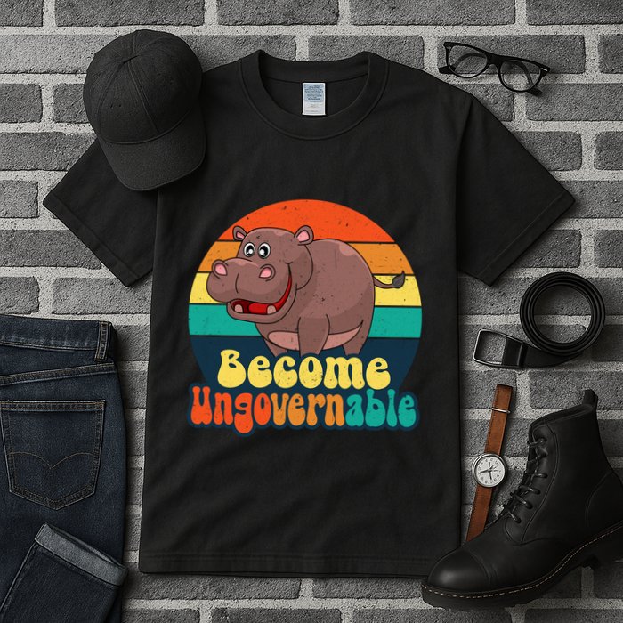Become Ungovernable Funny Baby Hippo Moo Deng Funny Saying Tall T-Shirt