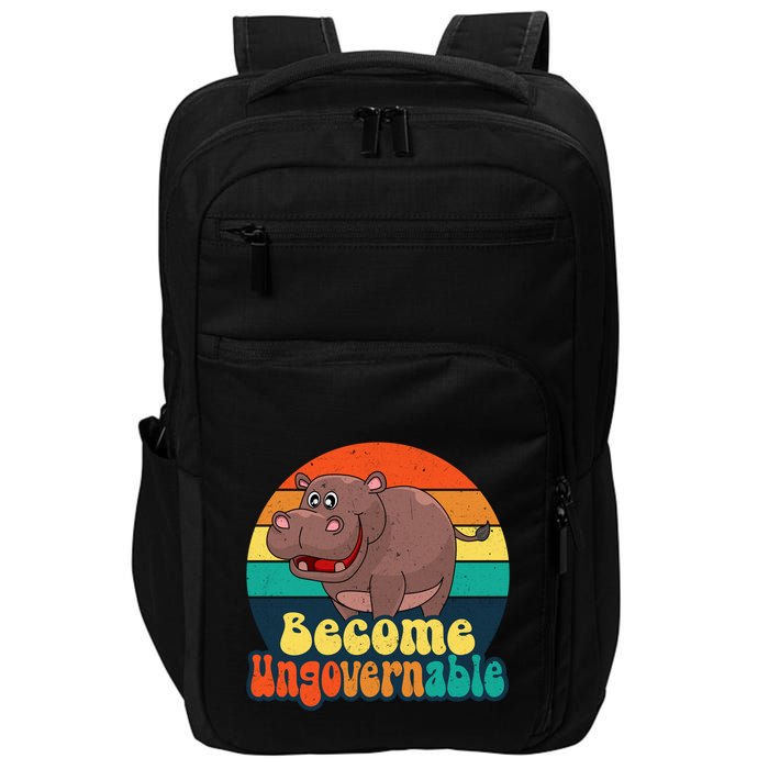 Become Ungovernable Funny Baby Hippo Moo Deng Funny Saying Impact Tech Backpack
