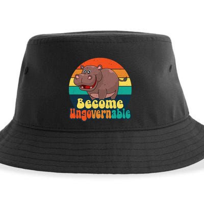 Become Ungovernable Funny Baby Hippo Moo Deng Funny Saying Sustainable Bucket Hat