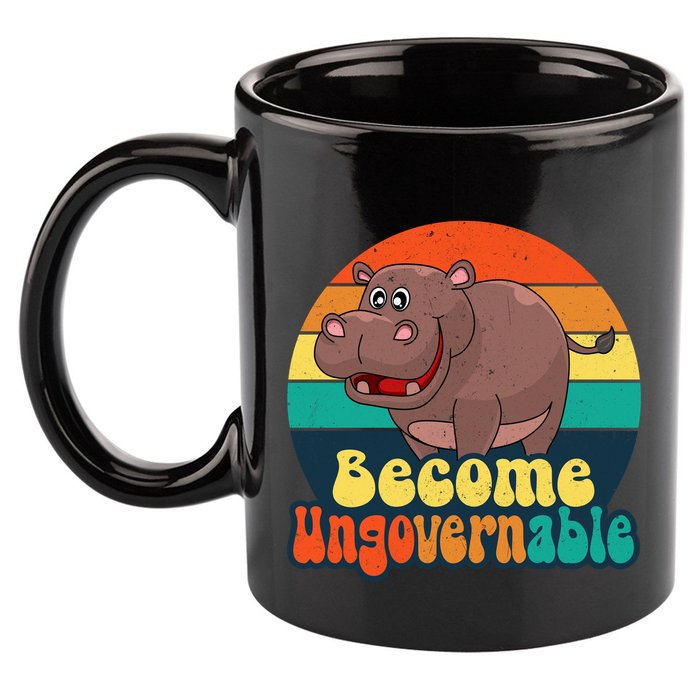 Become Ungovernable Funny Baby Hippo Moo Deng Funny Saying 11oz C Handle Ceramic Mug