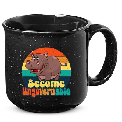 Become Ungovernable Funny Baby Hippo Moo Deng Funny Saying 15oz Campfire Ceramic Mug