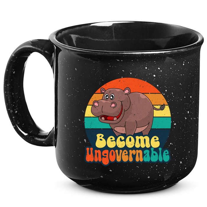 Become Ungovernable Funny Baby Hippo Moo Deng Funny Saying 15oz Campfire Ceramic Mug