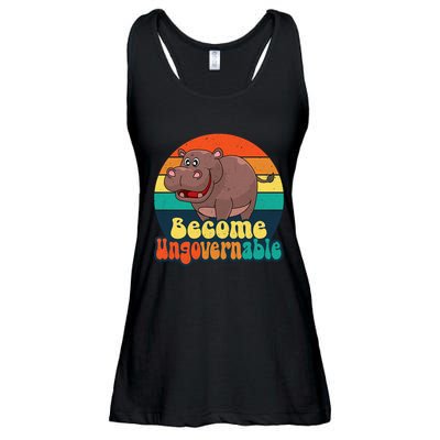 Become Ungovernable Funny Baby Hippo Moo Deng Funny Saying Ladies Essential Flowy Tank