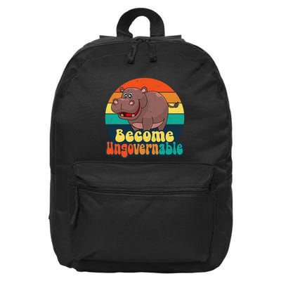 Become Ungovernable Funny Baby Hippo Moo Deng Funny Saying 16 in Basic Backpack
