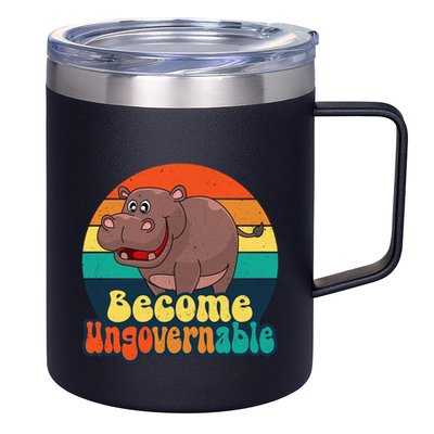 Become Ungovernable Funny Baby Hippo Moo Deng Funny Saying 12oz Stainless Steel Coffee Mug