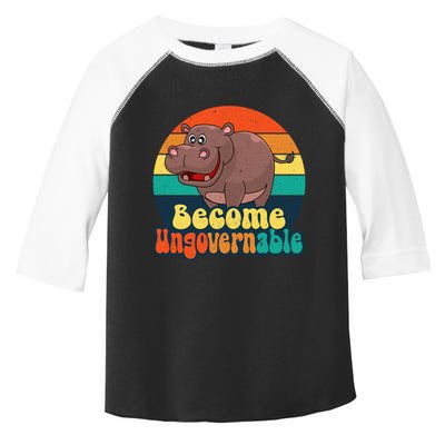 Become Ungovernable Funny Baby Hippo Moo Deng Funny Saying Toddler Fine Jersey T-Shirt