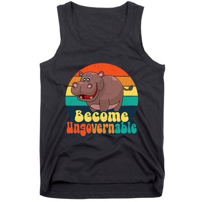 Become Ungovernable Funny Baby Hippo Moo Deng Funny Saying Tank Top