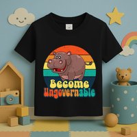 Become Ungovernable Funny Baby Hippo Moo Deng Funny Saying Toddler T-Shirt