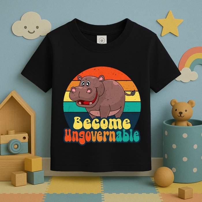 Become Ungovernable Funny Baby Hippo Moo Deng Funny Saying Toddler T-Shirt