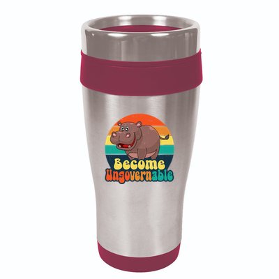 Become Ungovernable Funny Baby Hippo Moo Deng Funny Saying 16oz Travel Tumbler