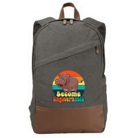 Become Ungovernable Funny Baby Hippo Moo Deng Funny Saying Cotton Canvas Backpack