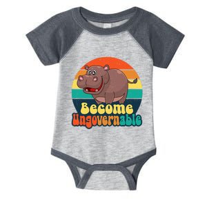 Become Ungovernable Funny Baby Hippo Moo Deng Funny Saying Infant Baby Jersey Bodysuit