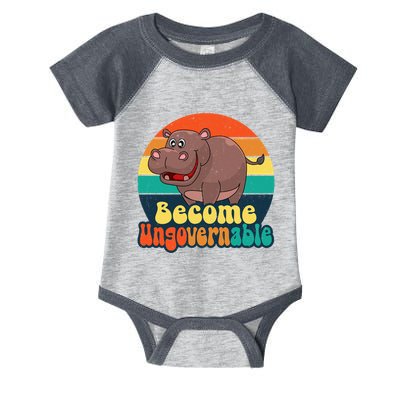 Become Ungovernable Funny Baby Hippo Moo Deng Funny Saying Infant Baby Jersey Bodysuit