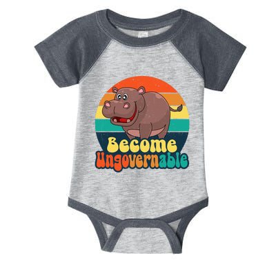 Become Ungovernable Funny Baby Hippo Moo Deng Funny Saying Infant Baby Jersey Bodysuit