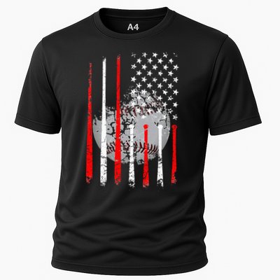 Baseball Usa Flag American Flag Vintage Cooling Performance Crew T-Shirt