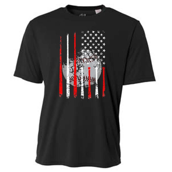 Baseball Usa Flag American Flag Vintage Cooling Performance Crew T-Shirt