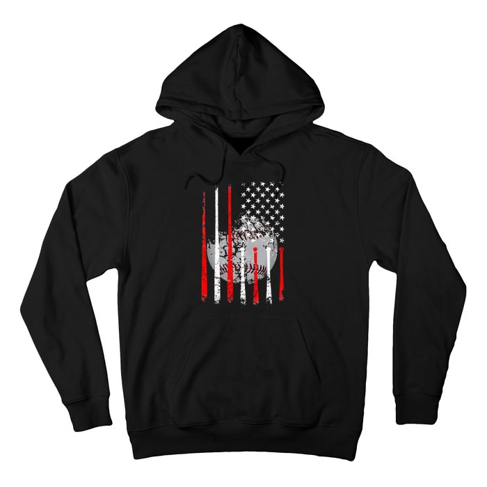 Baseball Usa Flag American Flag Vintage Hoodie